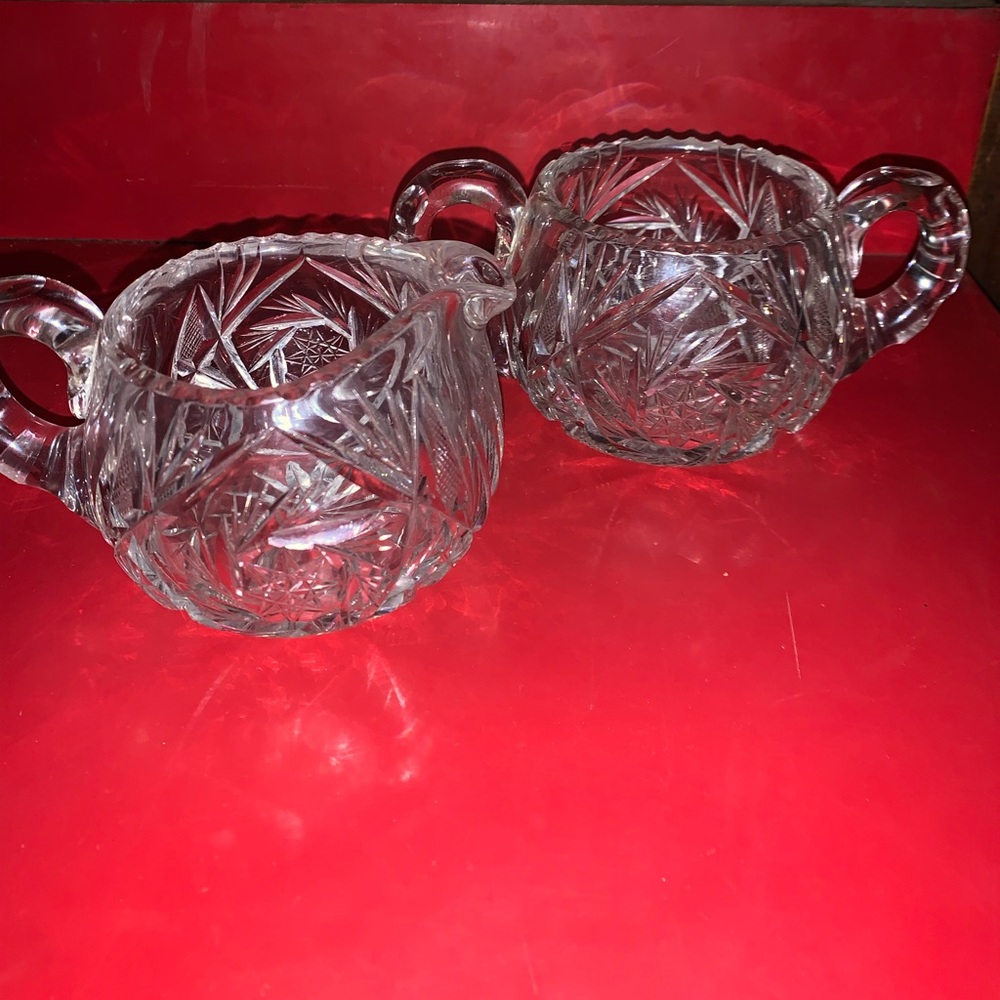 American Brilliant Period Cut Glass Creamer & Sugar Bowl - Picture 7 of 16
